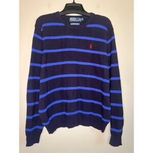 Polo Ralph Lauren Lambswool Navy Royal Blue Nautical Old Money Prep Sweater XL